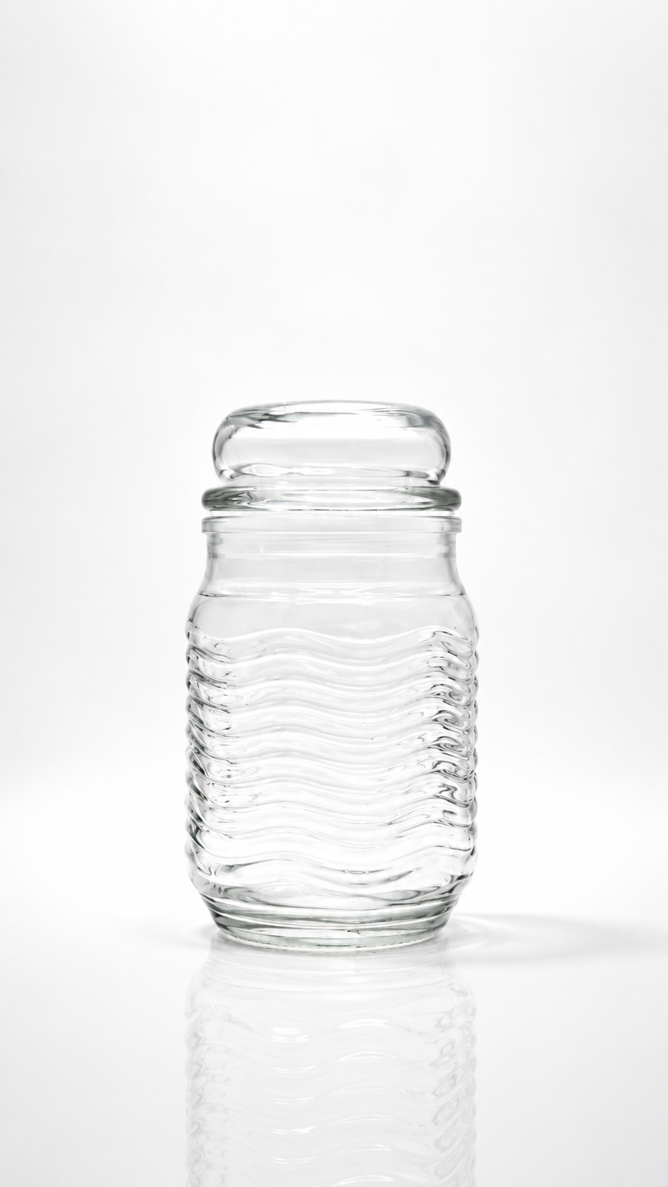 Wave-band jar with glass dome lid